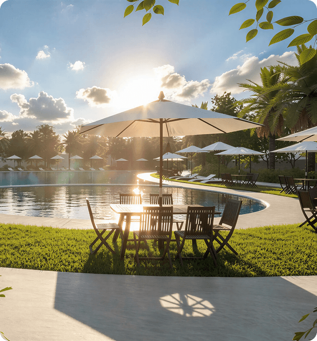 Solarium y piscina — Club House La Prosperidad
